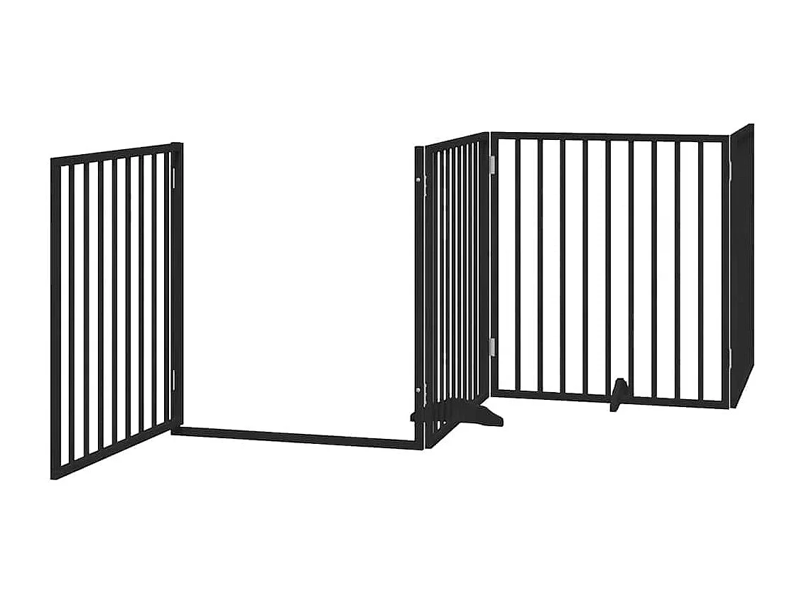 Barrière pour chien porte pliable 8 panneaux noir bois peuplier