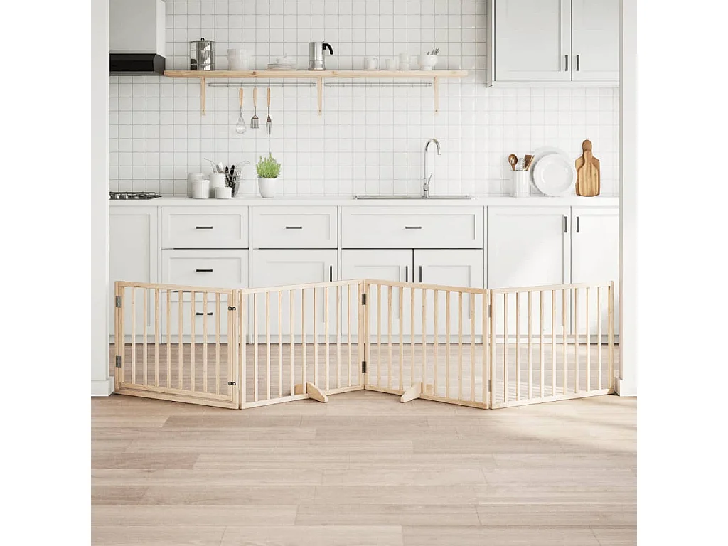 Barrière pour chien avec porte pliable 4 panneaux 320 cm Bois de peuplier