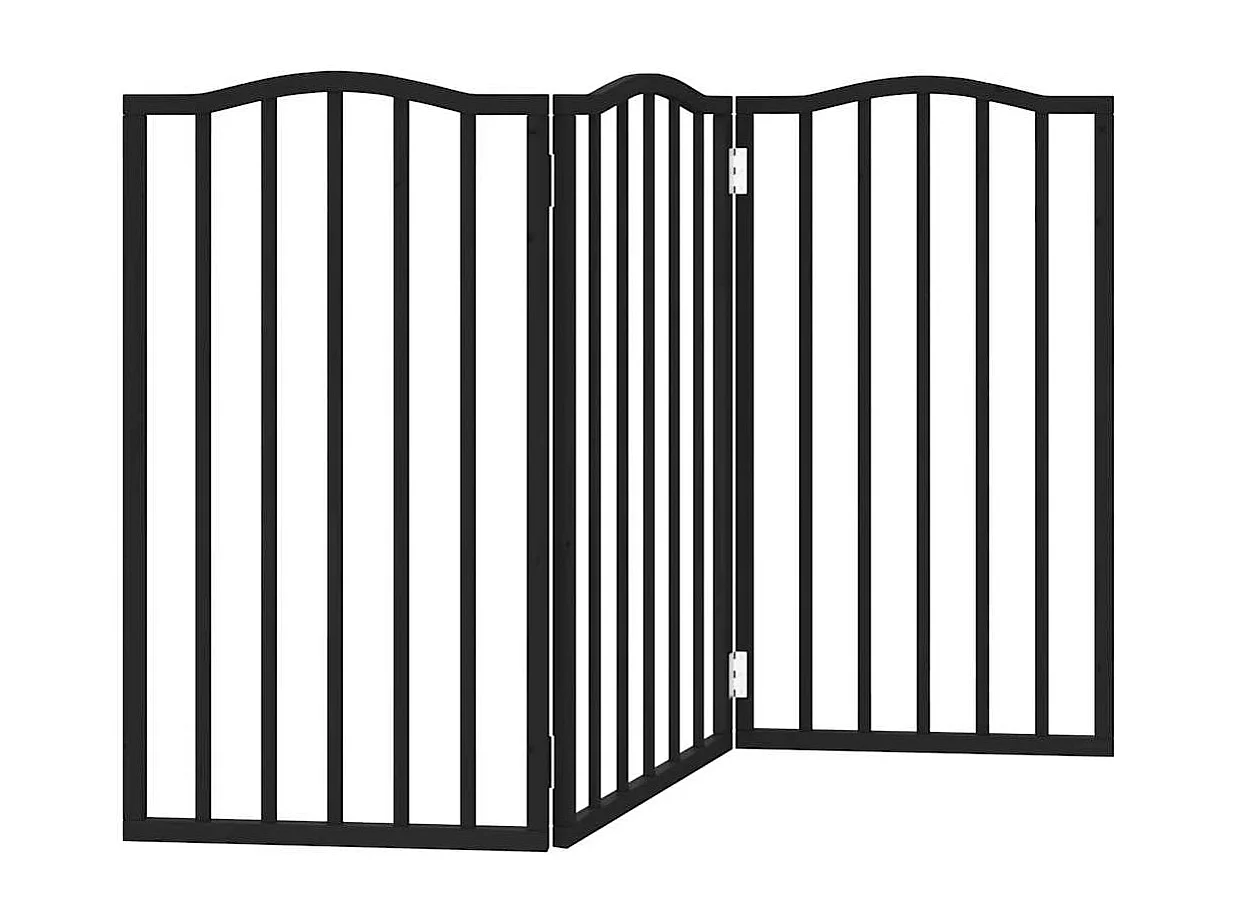 Portão para cães dobrável 3 painéis 150 cm álamo preto