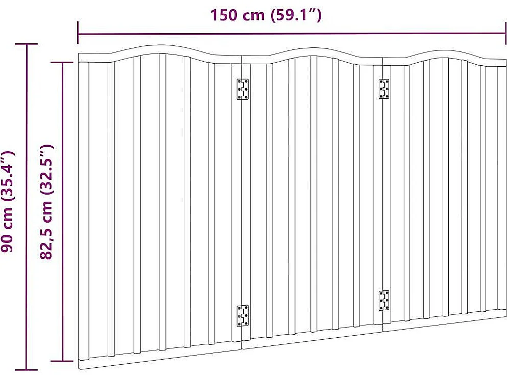 Portão para cães dobrável 3 painéis 150 cm álamo preto