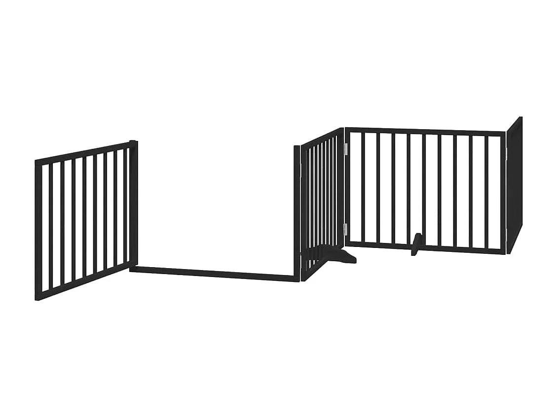 Portão para cães com porta dobrável 4 painéis 320 cm álamo preto