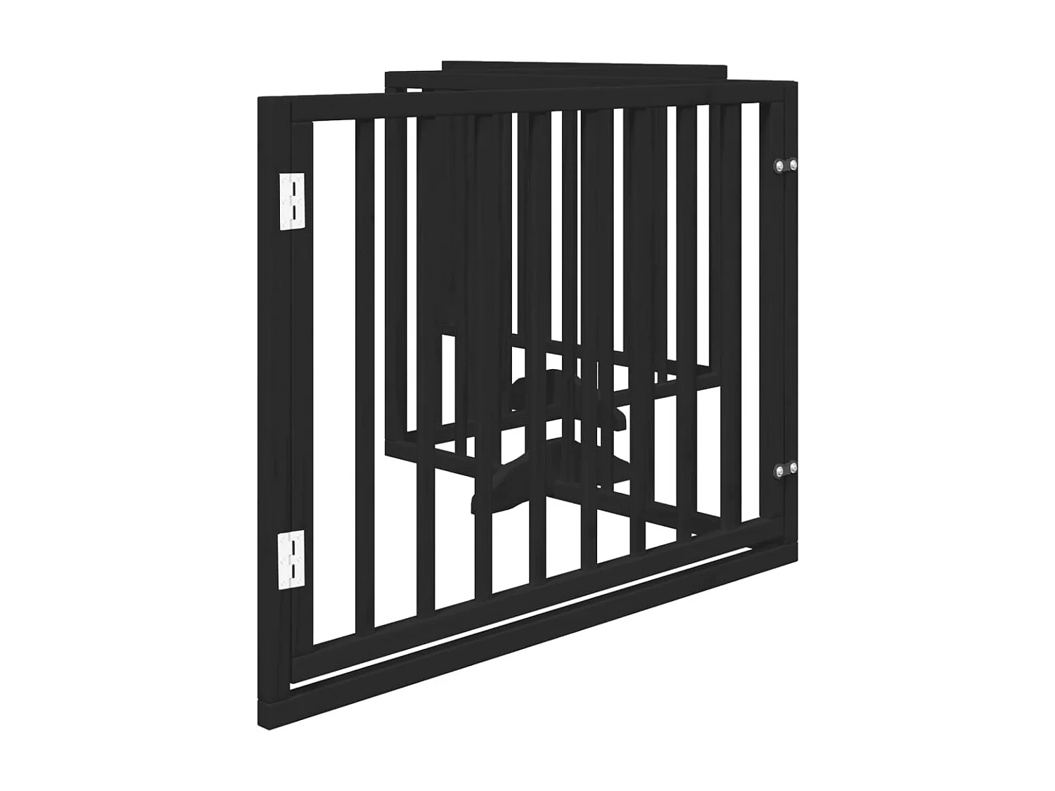 Portão para cães com porta dobrável 4 painéis 320 cm álamo preto