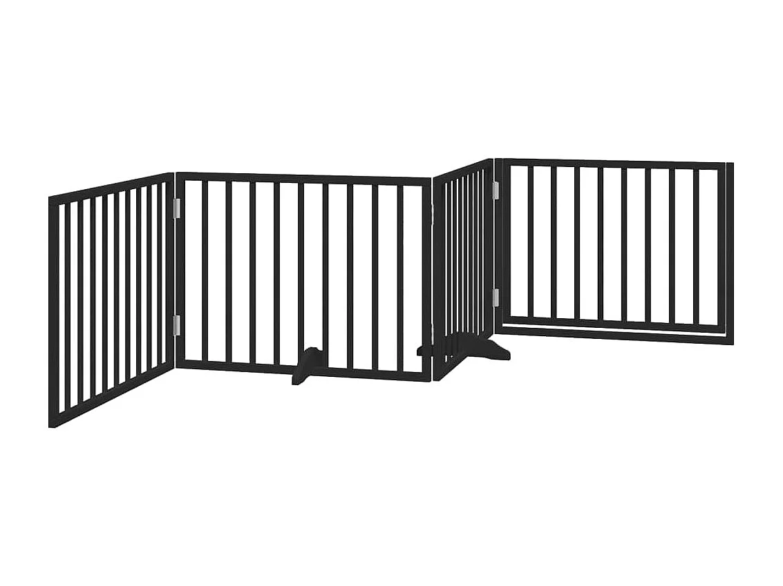 Portão para cães com porta dobrável 4 painéis 320 cm álamo preto