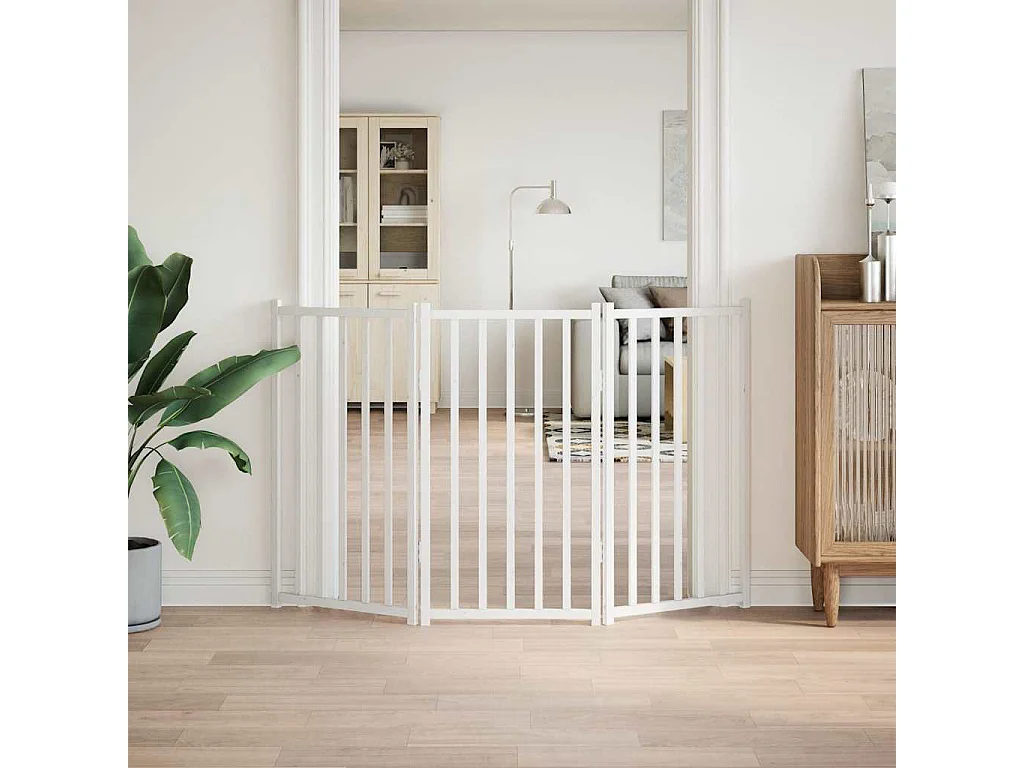 Barrière pour chien pliable 3 panneaux 150 cm bois sapin massif