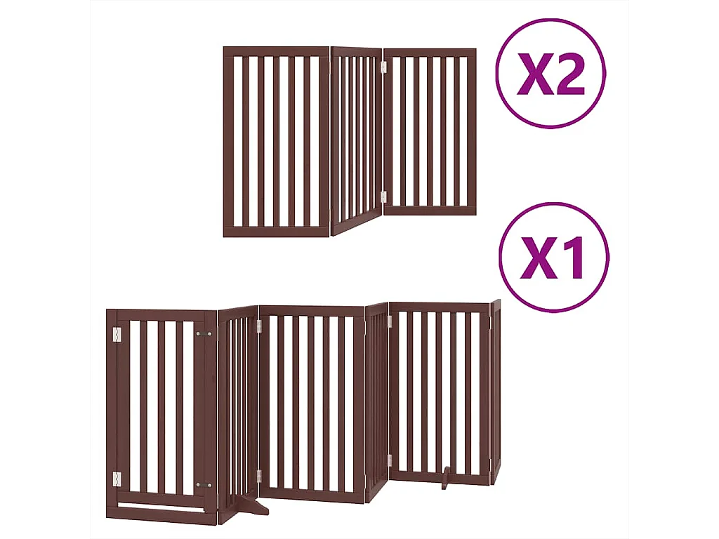 Barrière pour chien porte pliable 12 panneaux bois de peuplier