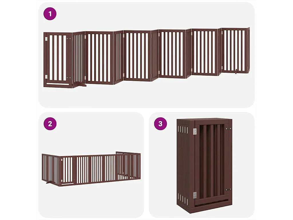 Barrière pour chien porte pliable 12 panneaux bois de peuplier