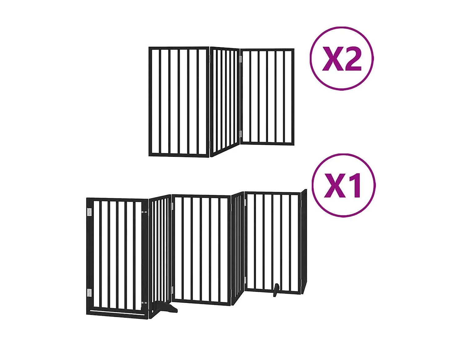 Puerta de perros plegable 12 paneles madera álamo negra 600 cm