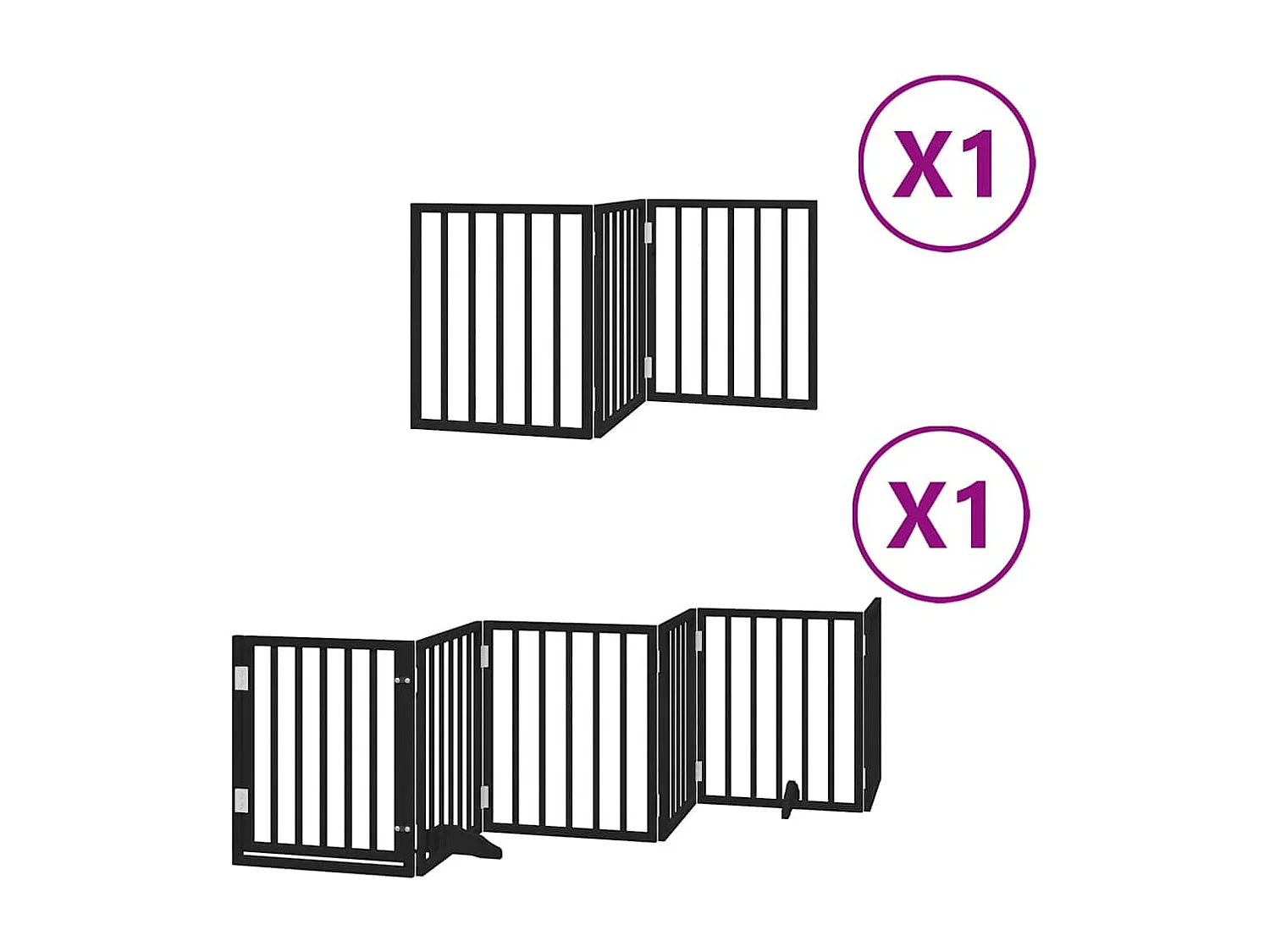 Puerta para perros plegable 9 paneles madera álamo negra 450 cm