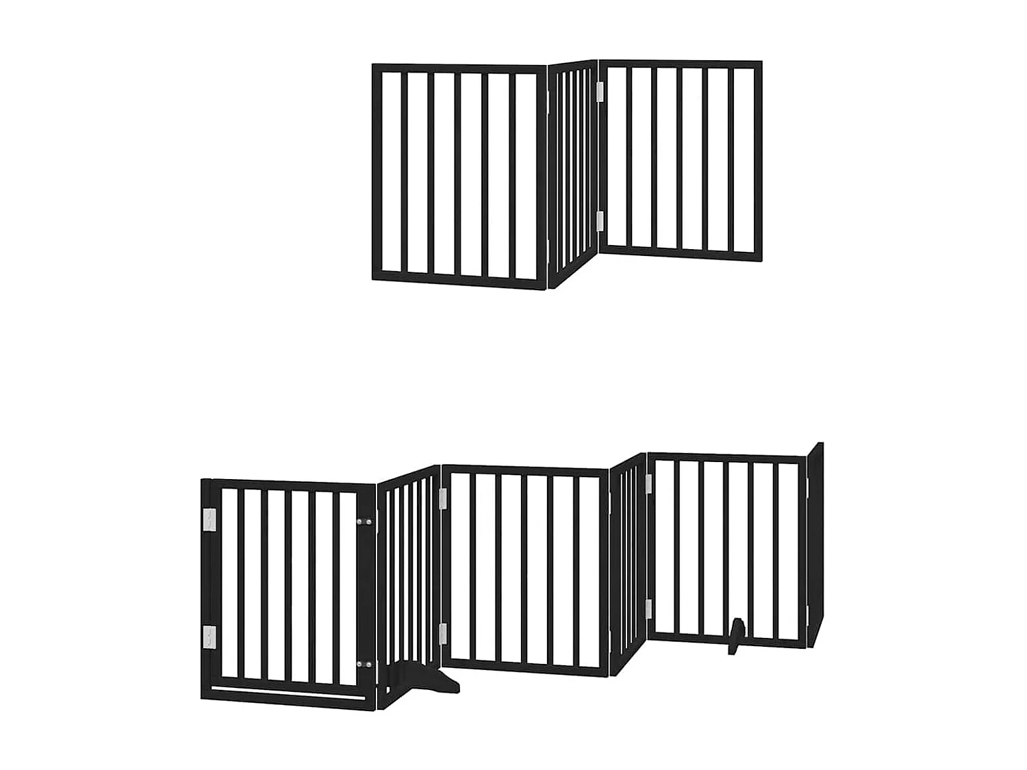 Barrière pour chien porte pliable 9 panneaux noir bois peuplier