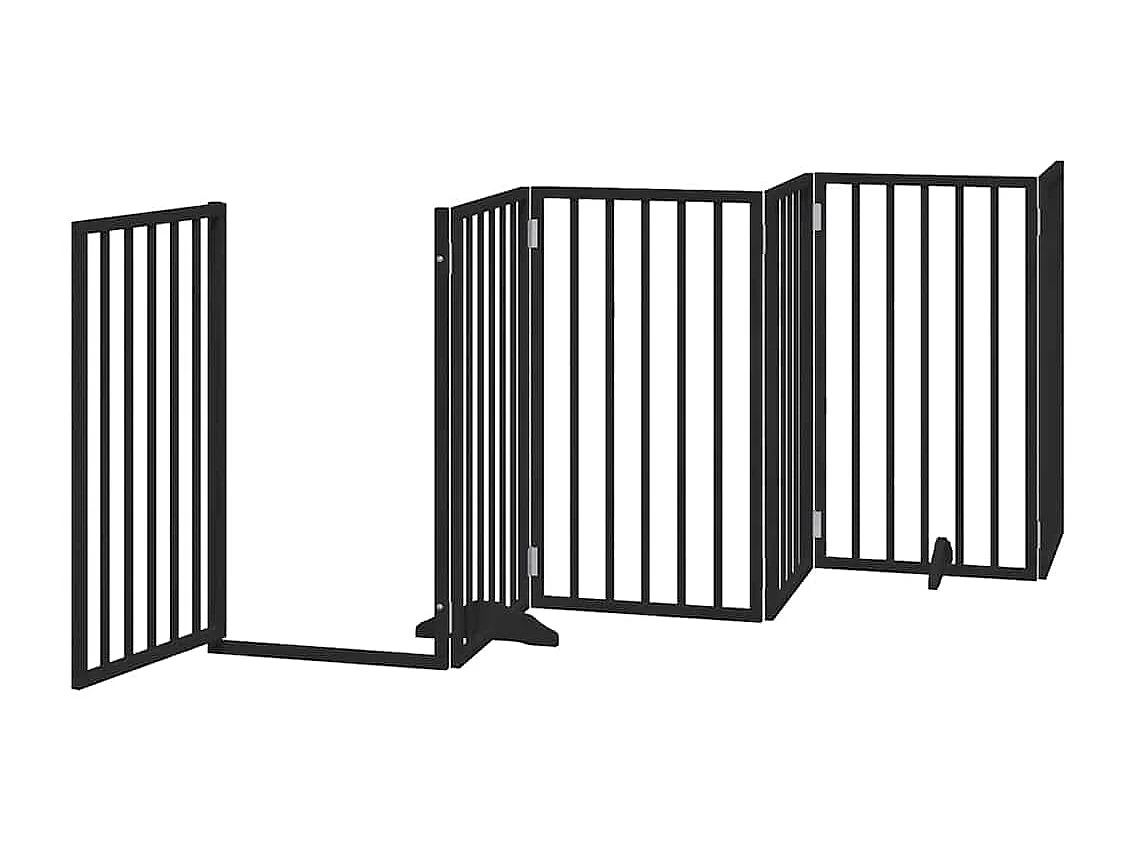 Puerta de perros plegable 15 paneles madera álamo negra 750 cm
