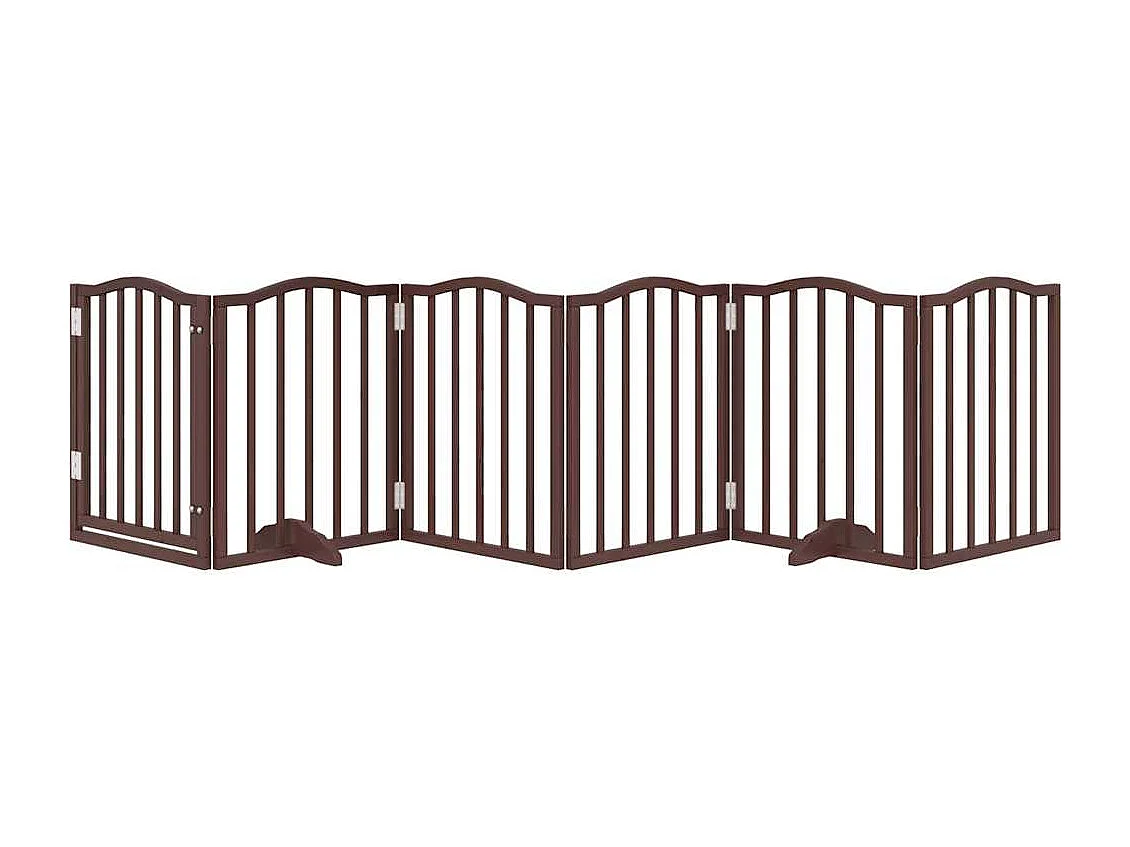 Barrière pour chiens avec porte 6 panneaux bois de peuplier