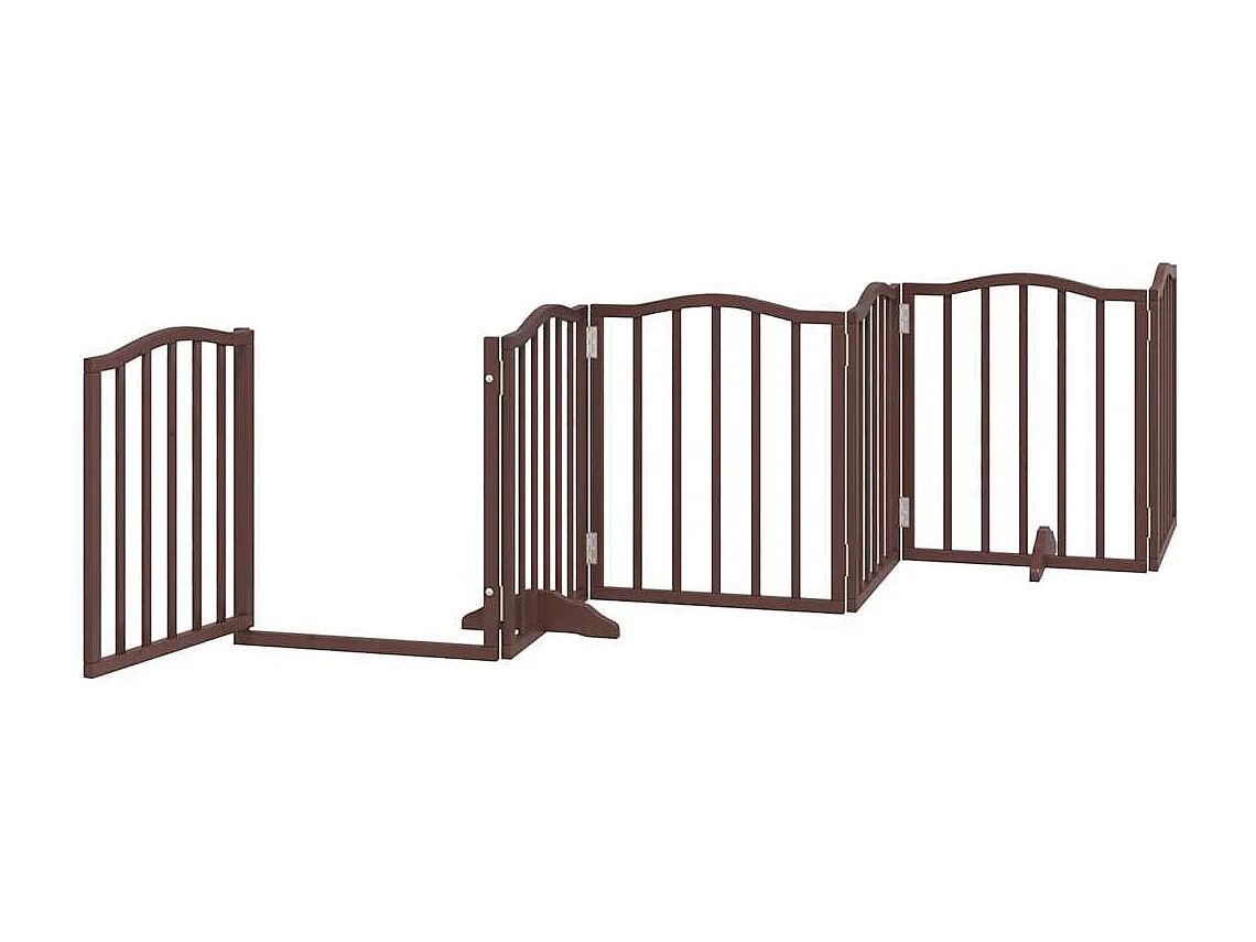 Barrière pour chiens avec porte 6 panneaux bois de peuplier