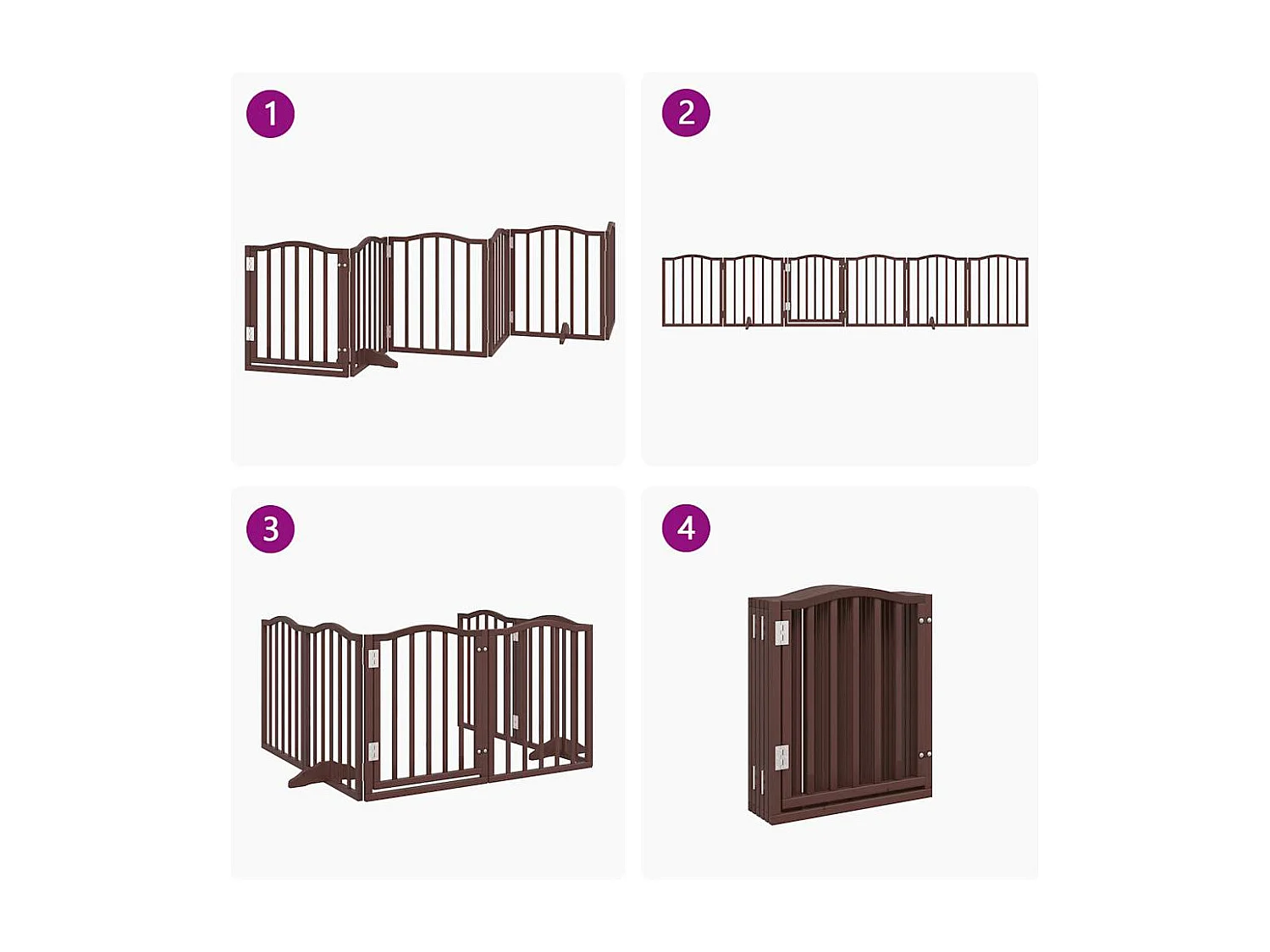 Barrière pour chiens avec porte 6 panneaux bois de peuplier