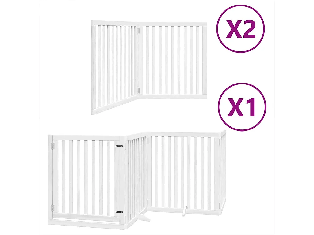 Portão para cães com porta dobrável 8 painéis 640 cm álamo branco