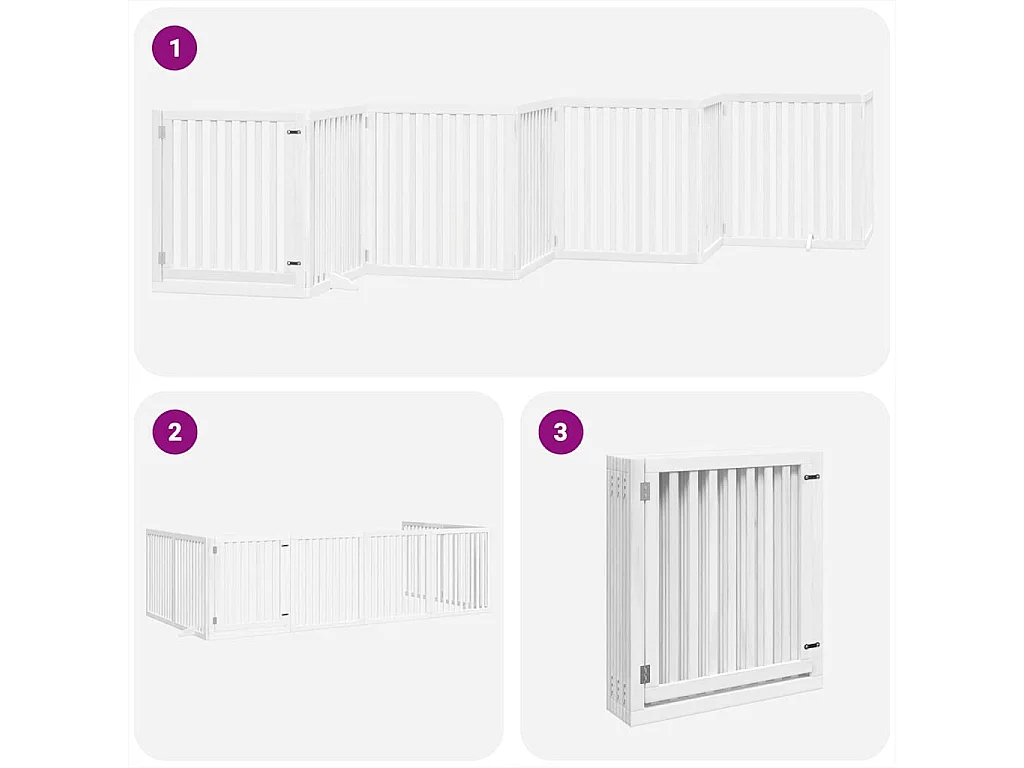 Barrière pour chien porte pliable 8 panneaux blanc bois peuplier