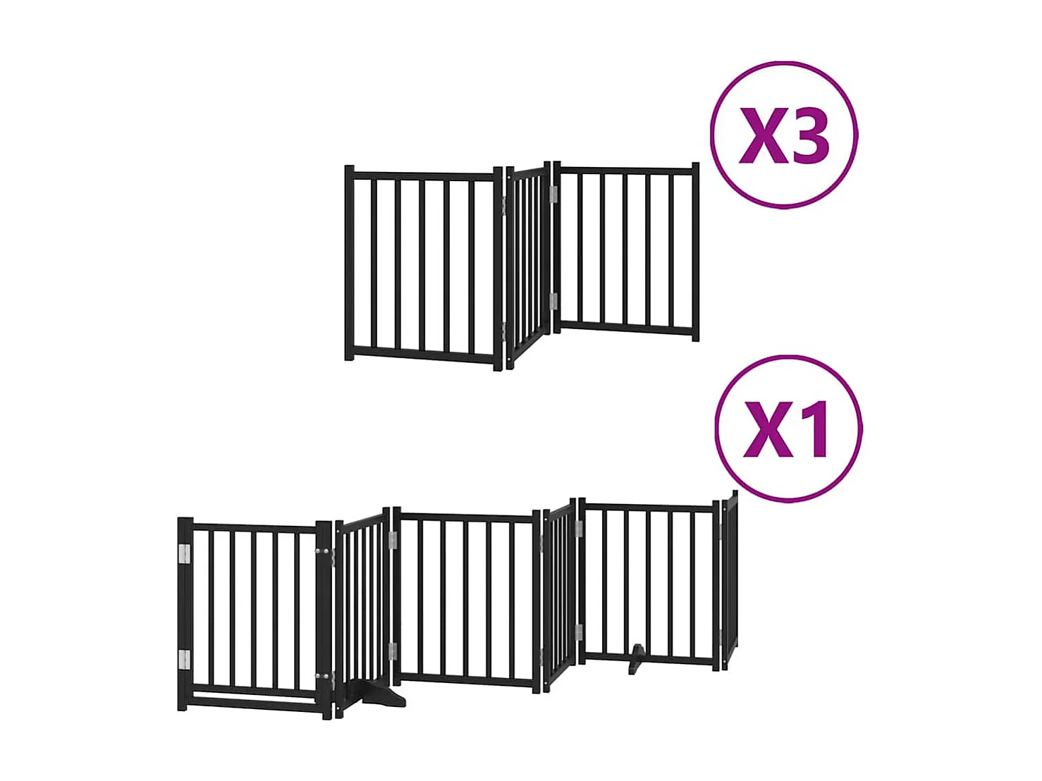 Barrière pour chien porte pliable 15 panneaux noir bois peuplier