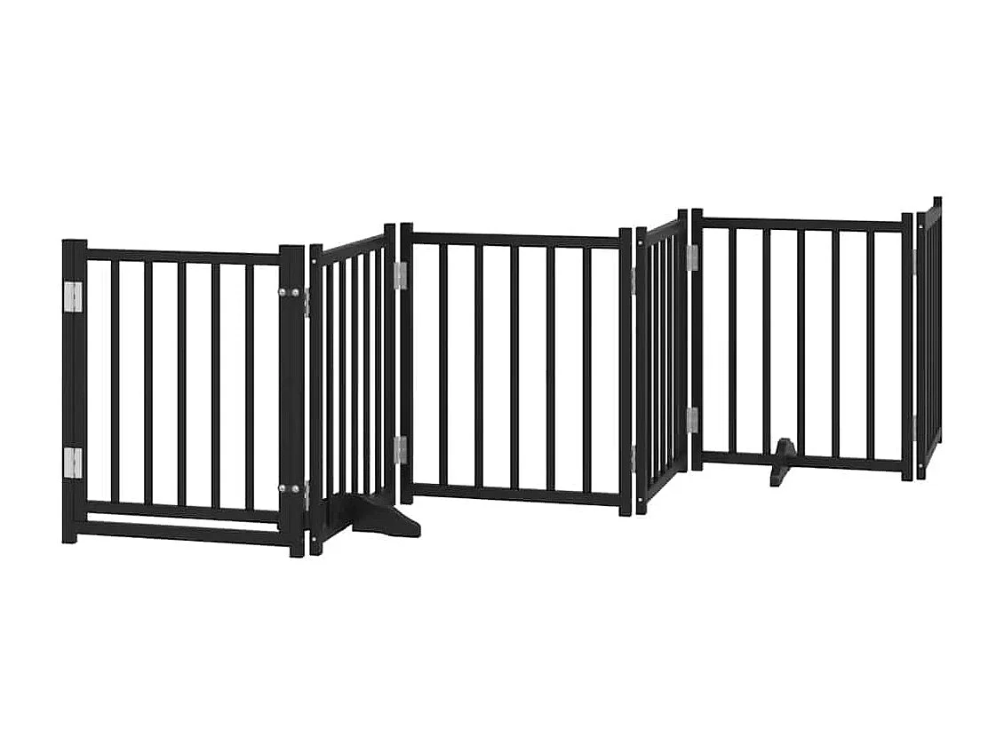 Barrière pour chien porte pliable 15 panneaux noir bois peuplier