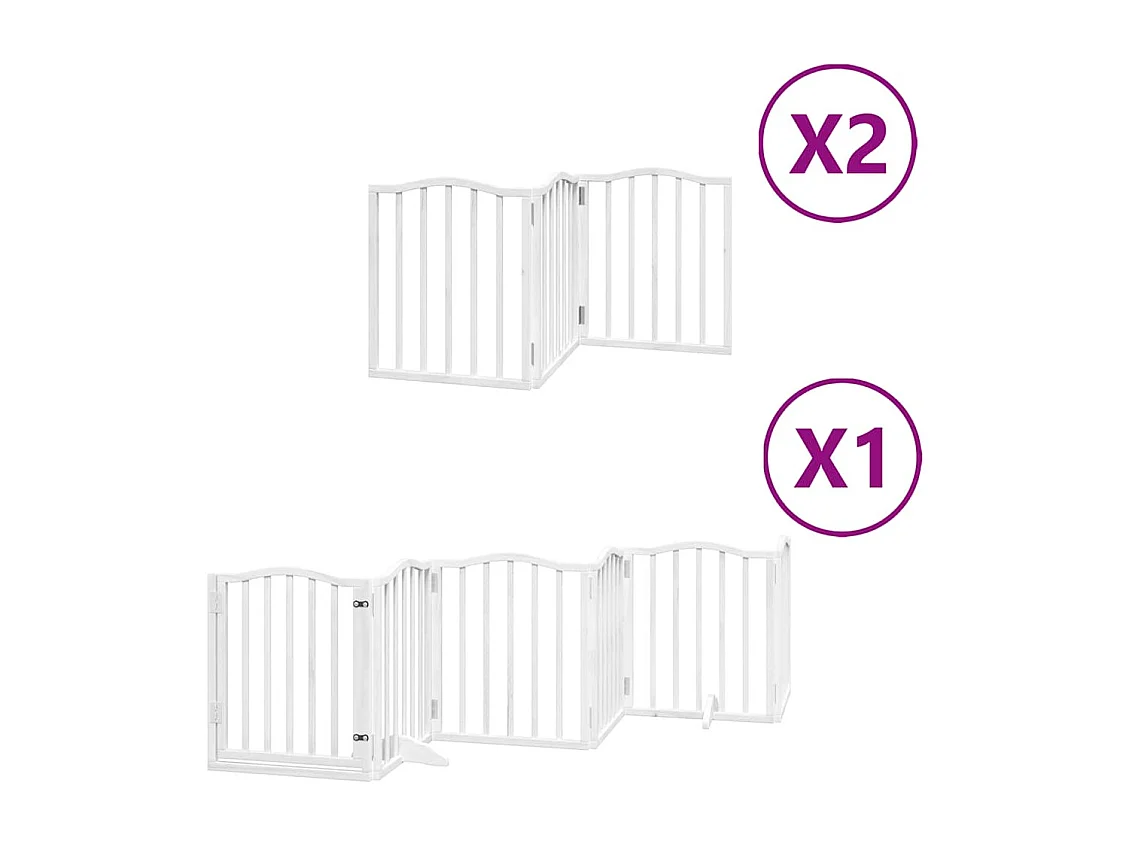 Barrière pour chien porte pliable 12 panneaux bois de peuplier