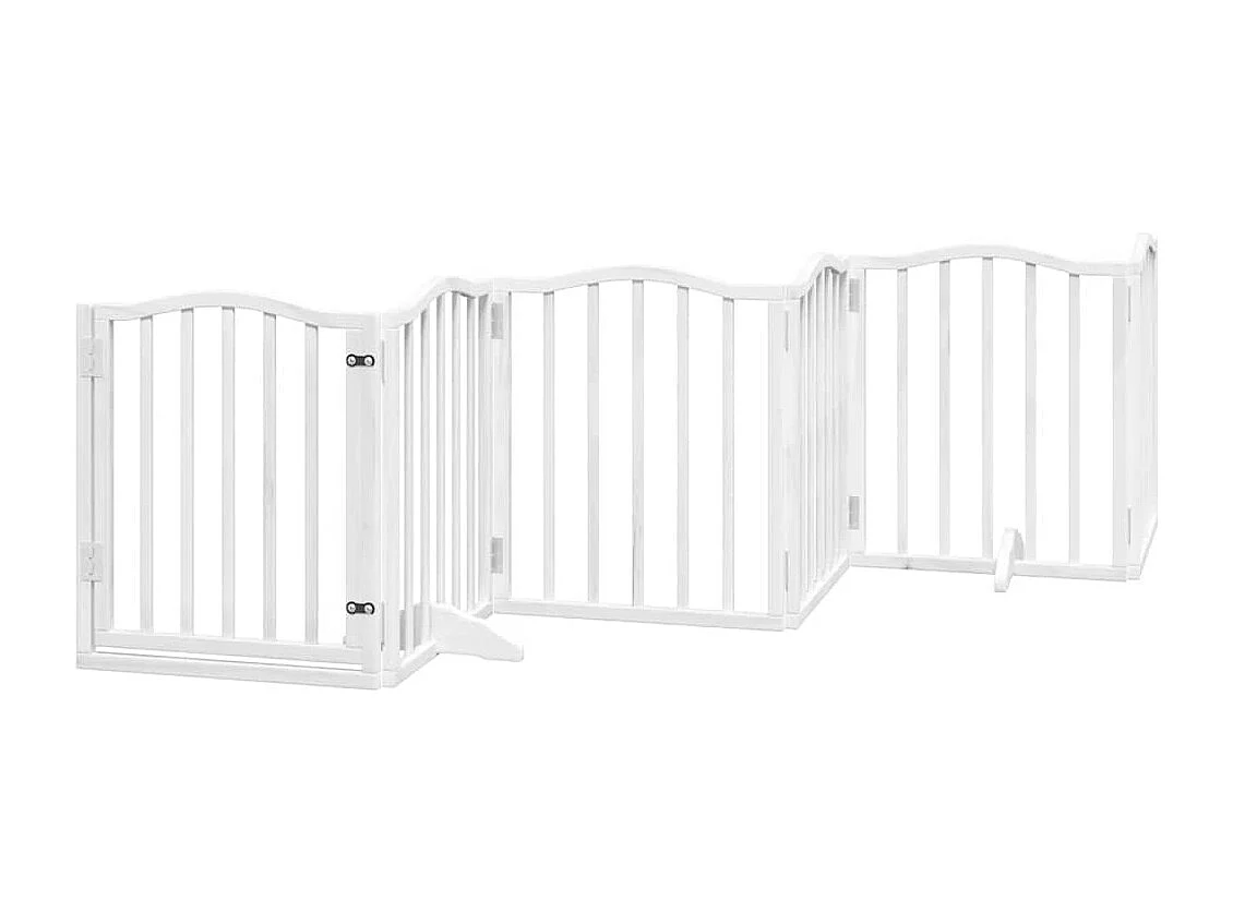 Portão para cães com porta dobrável 15 painéis 750cm álamo branco