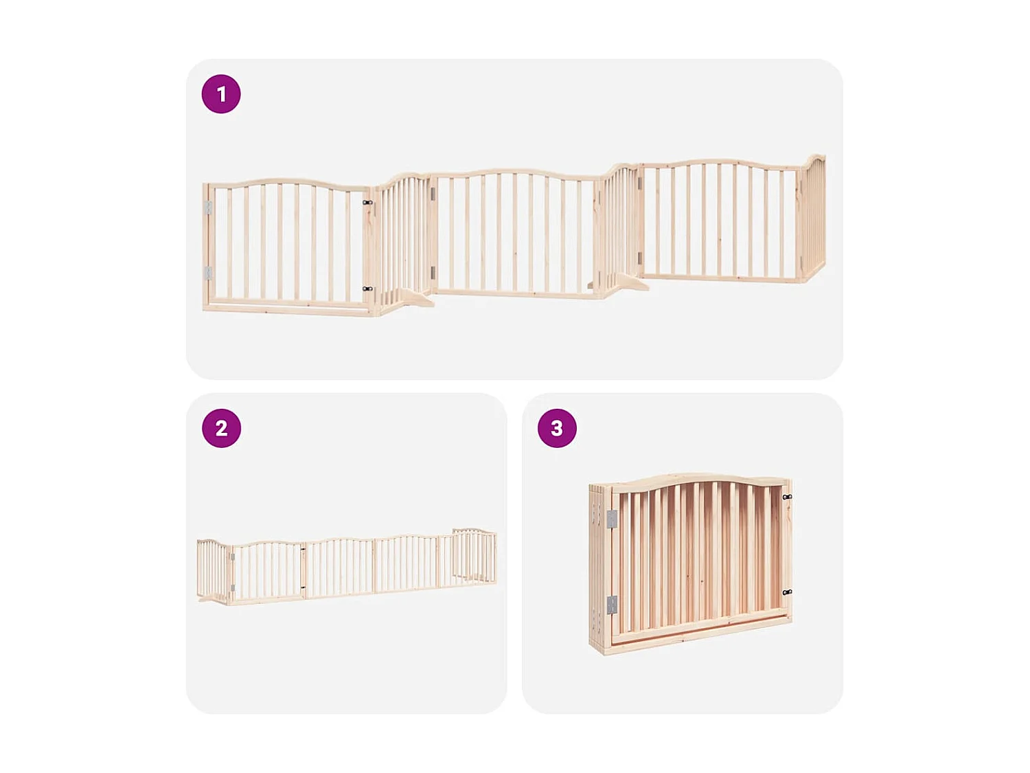 Barrière pour chien avec porte pliable 6 panneaux bois peuplier