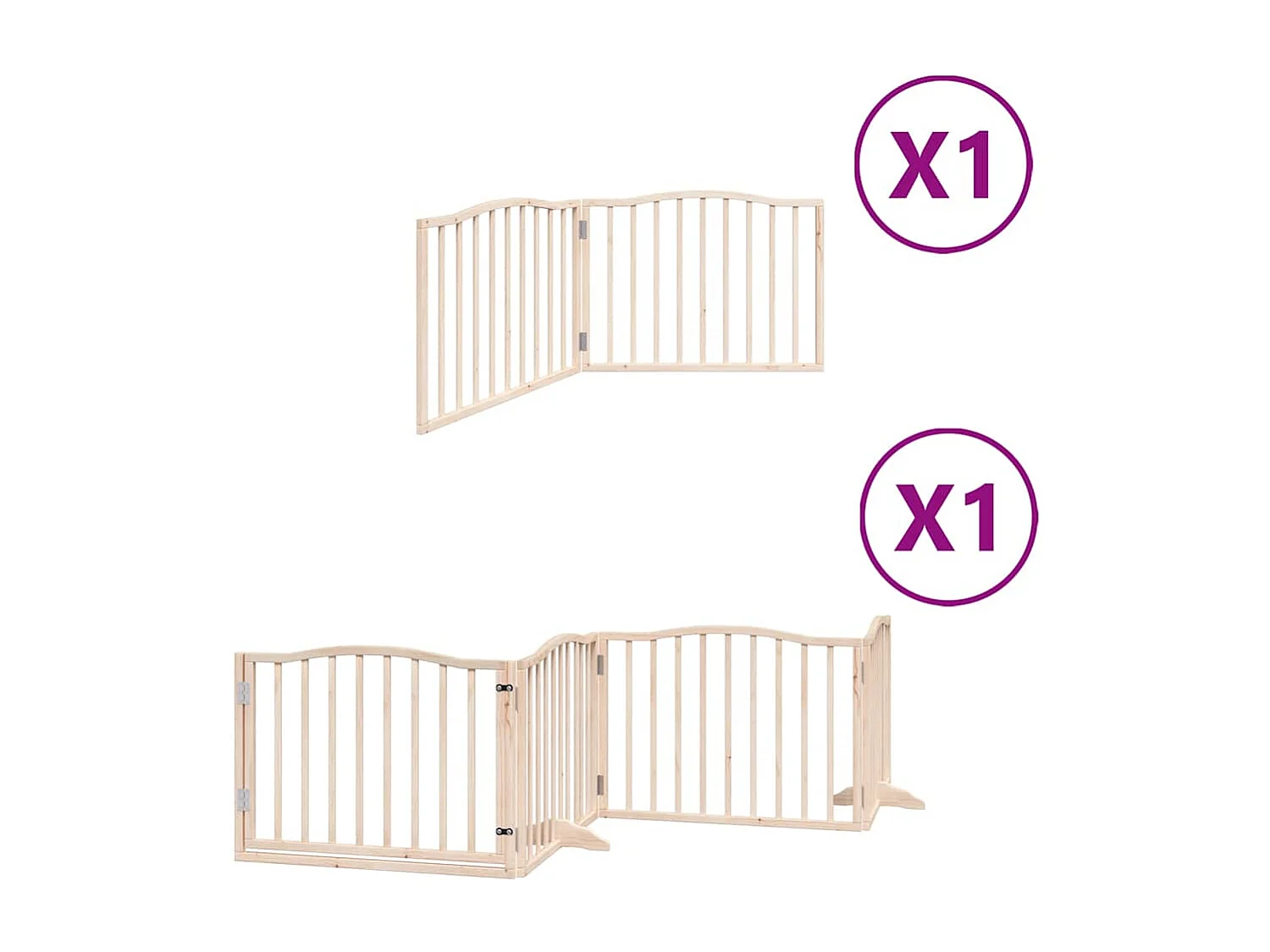 Barrière pour chien avec porte pliable 6 panneaux bois peuplier