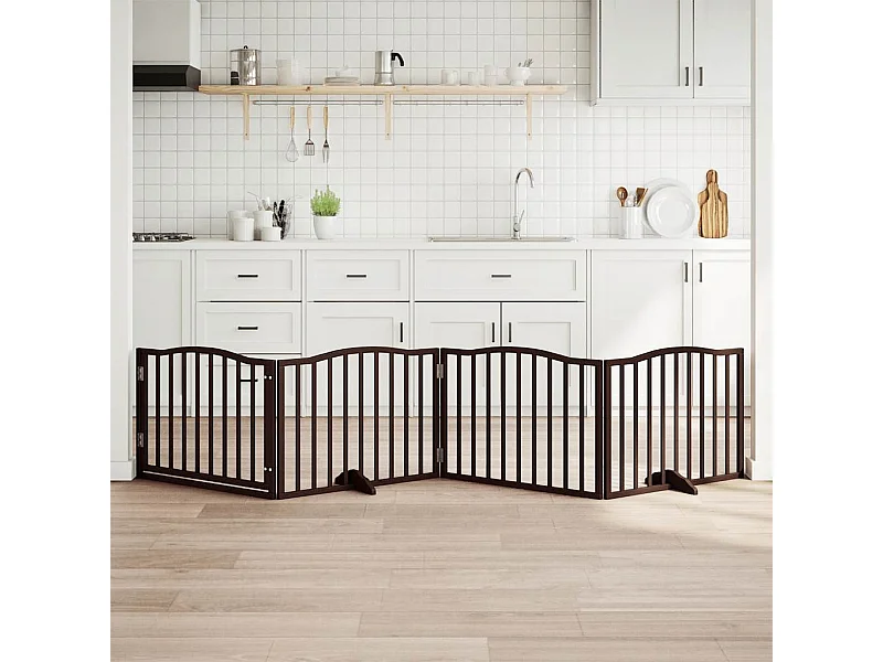 Barrière pour chiens avec porte 4 panneaux bois de peuplier