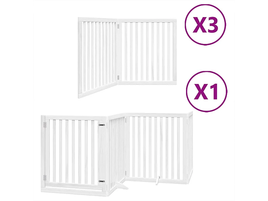 Barrière pour chien porte pliable 10 panneaux bois de peuplier