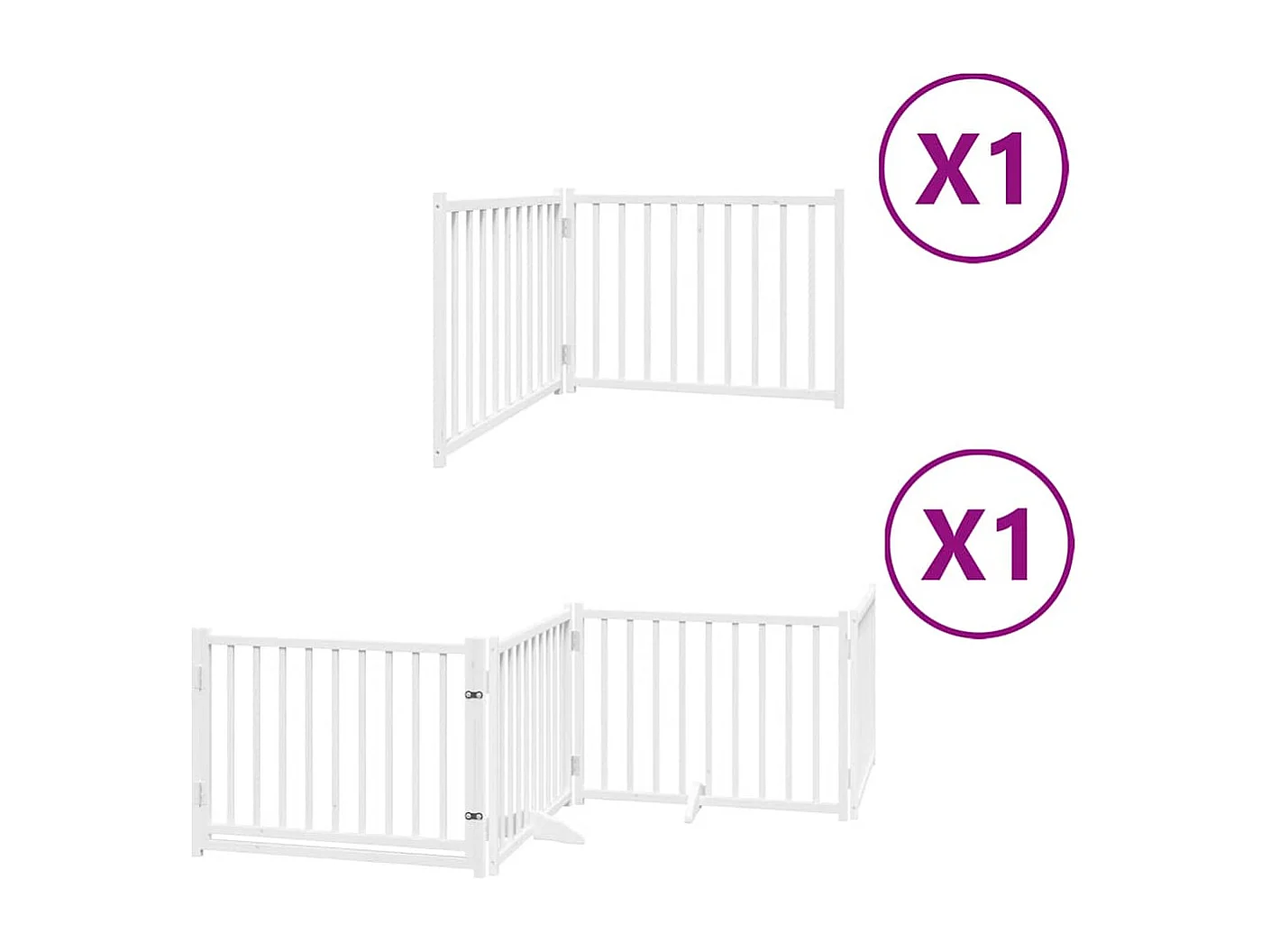 Puerta de perros plegable 6 paneles madera álamo blanca 480 cm