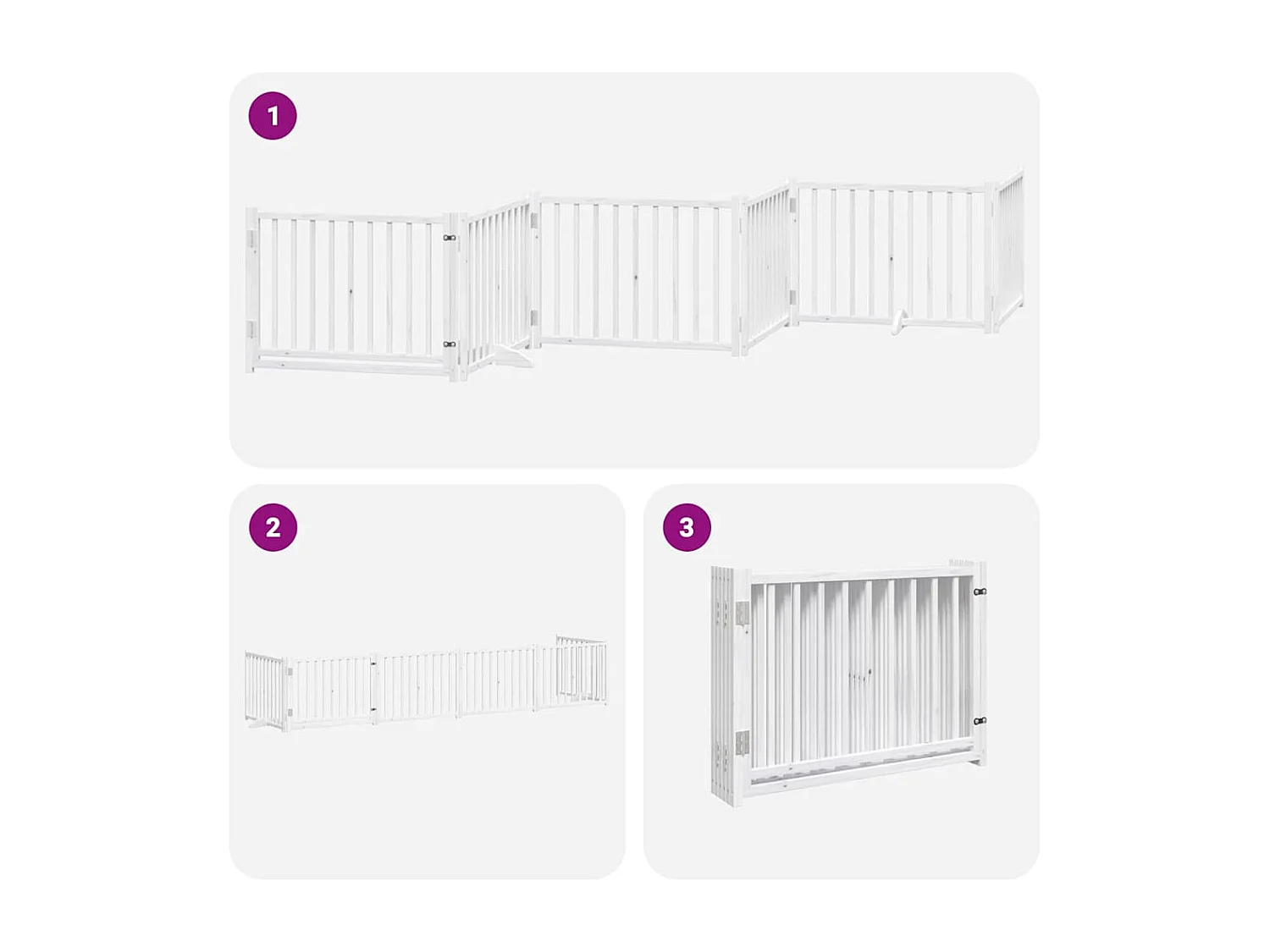 Puerta de perros plegable 6 paneles madera álamo blanca 480 cm