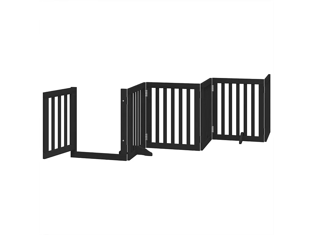 Portão para cães com porta dobrável 6 painéis 300 cm álamo preto