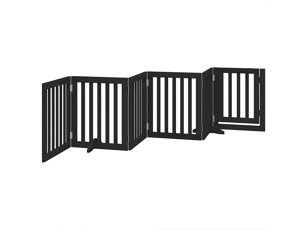 Portão para cães com porta dobrável 6 painéis 300 cm álamo preto