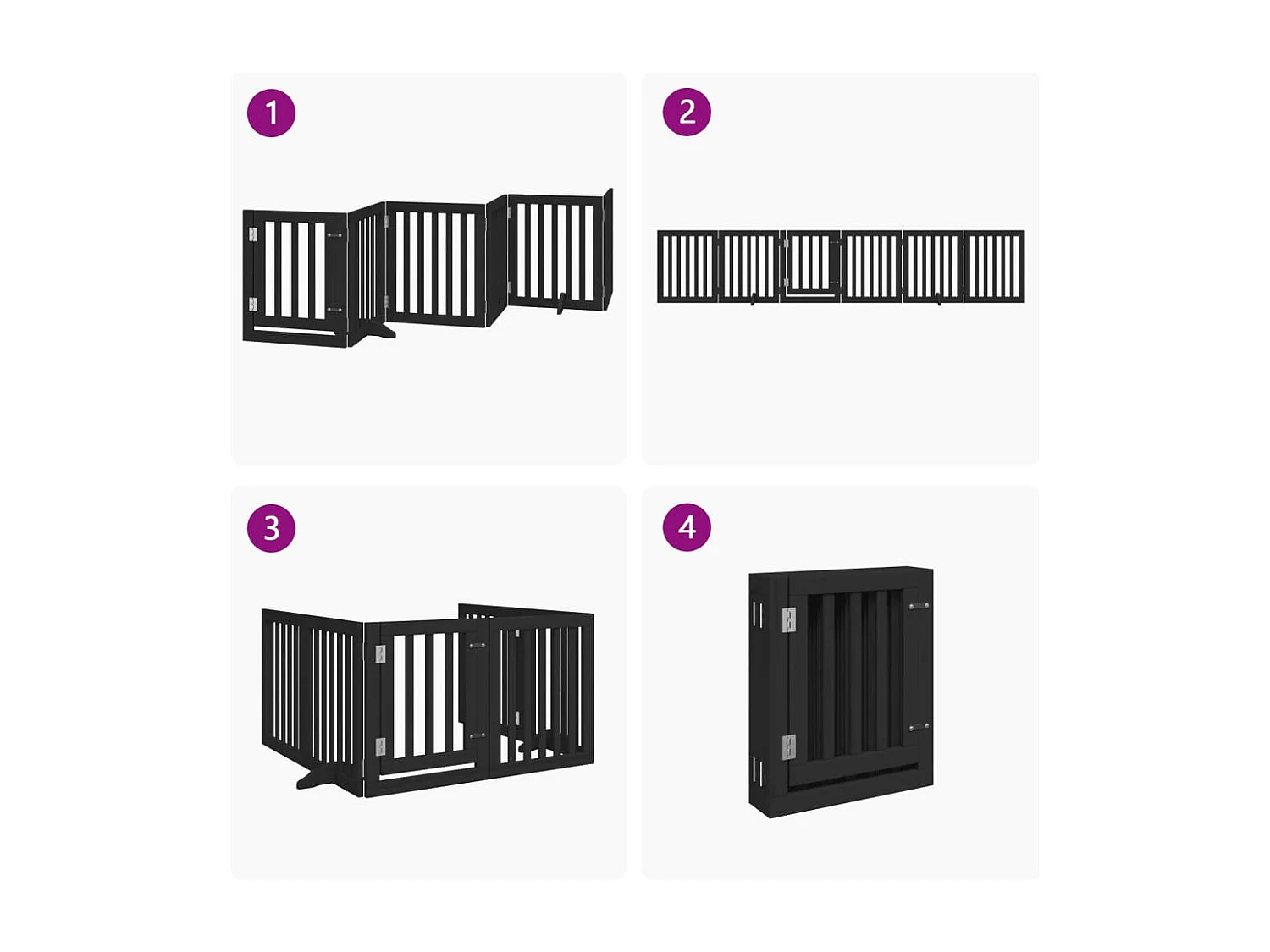 Portão para cães com porta dobrável 6 painéis 300 cm álamo preto