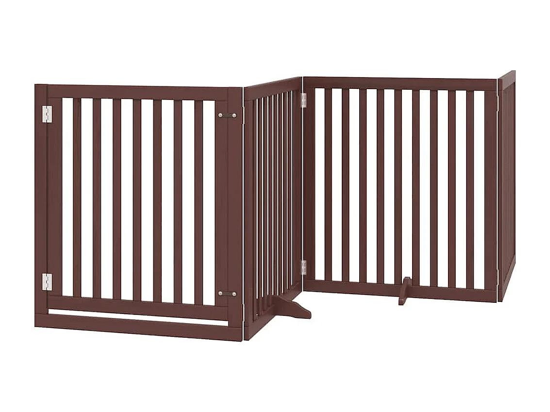 Puerta de perros plegable 6 paneles madera álamo marrón 480 cm