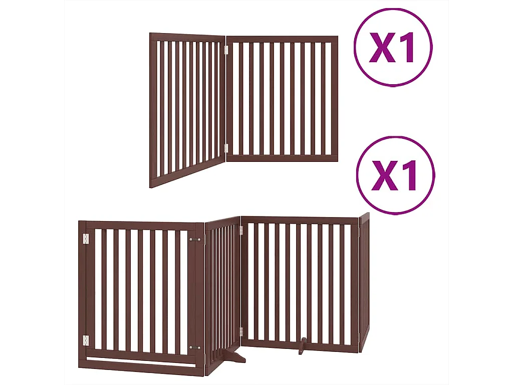 Barrière pour chien avec porte pliable 6 panneaux bois peuplier