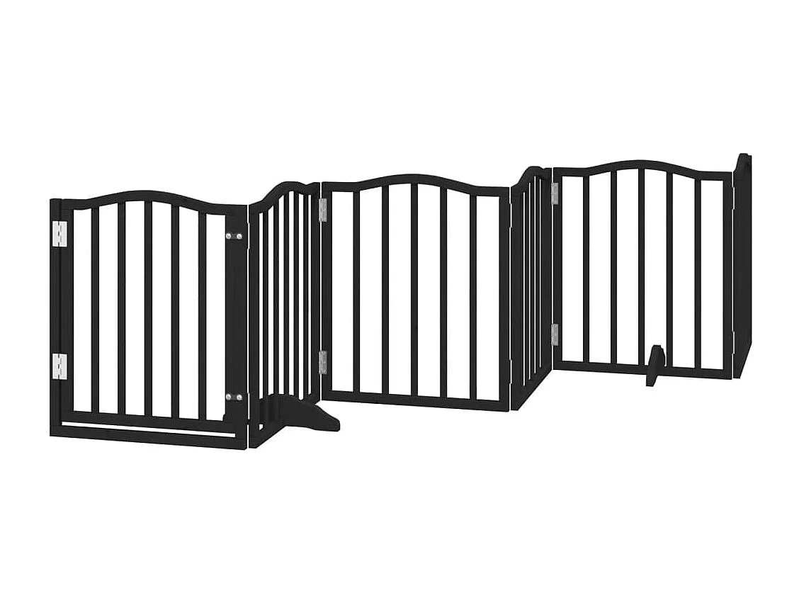 Puerta para perros plegable 6 paneles madera álamo negra 300 cm