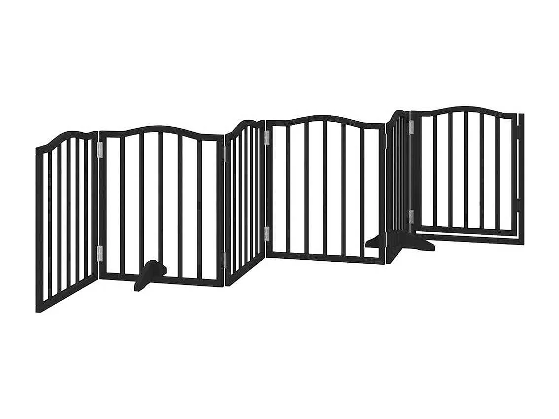 Puerta para perros plegable 6 paneles madera álamo negra 300 cm