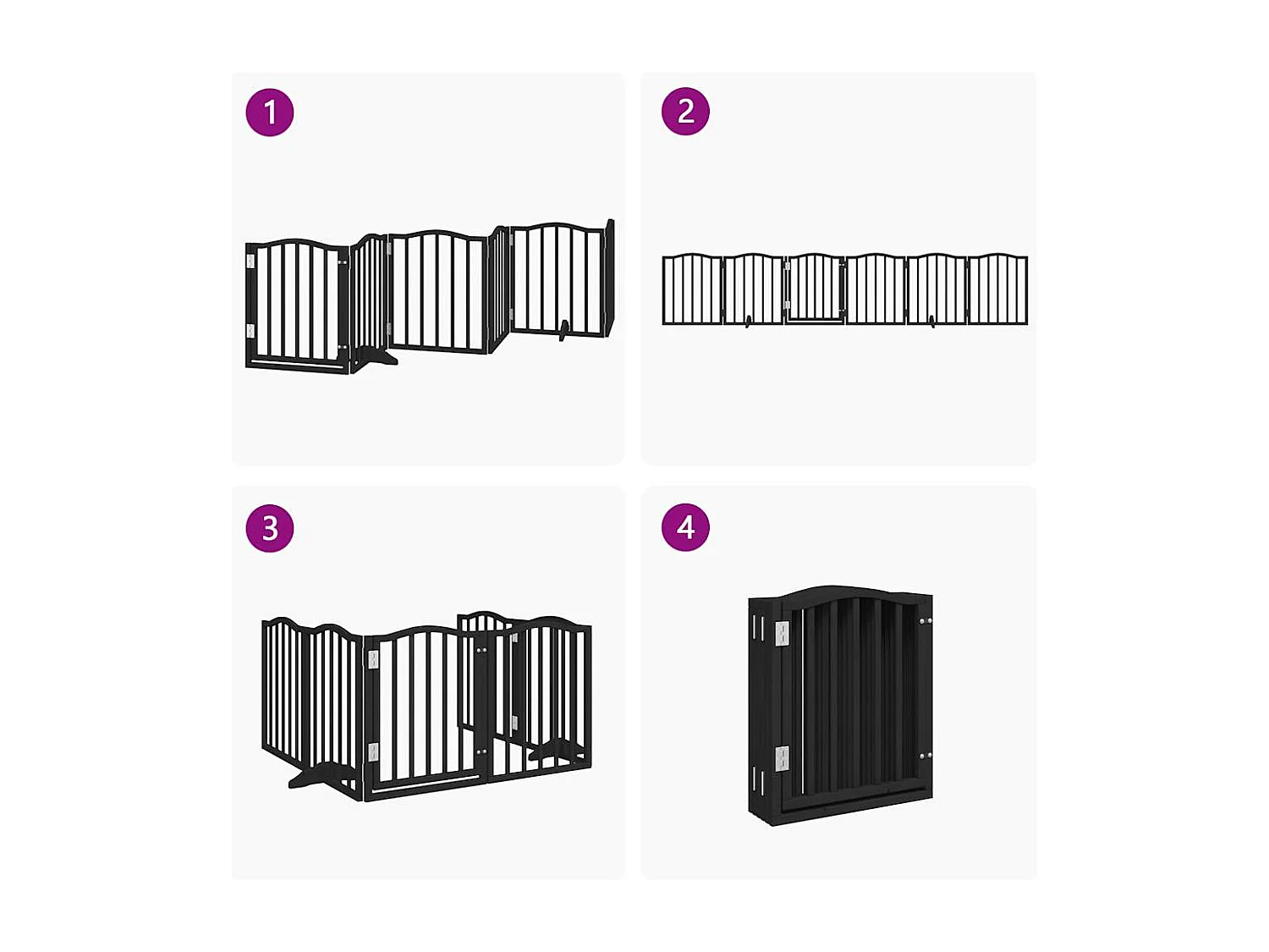 Puerta para perros plegable 6 paneles madera álamo negra 300 cm