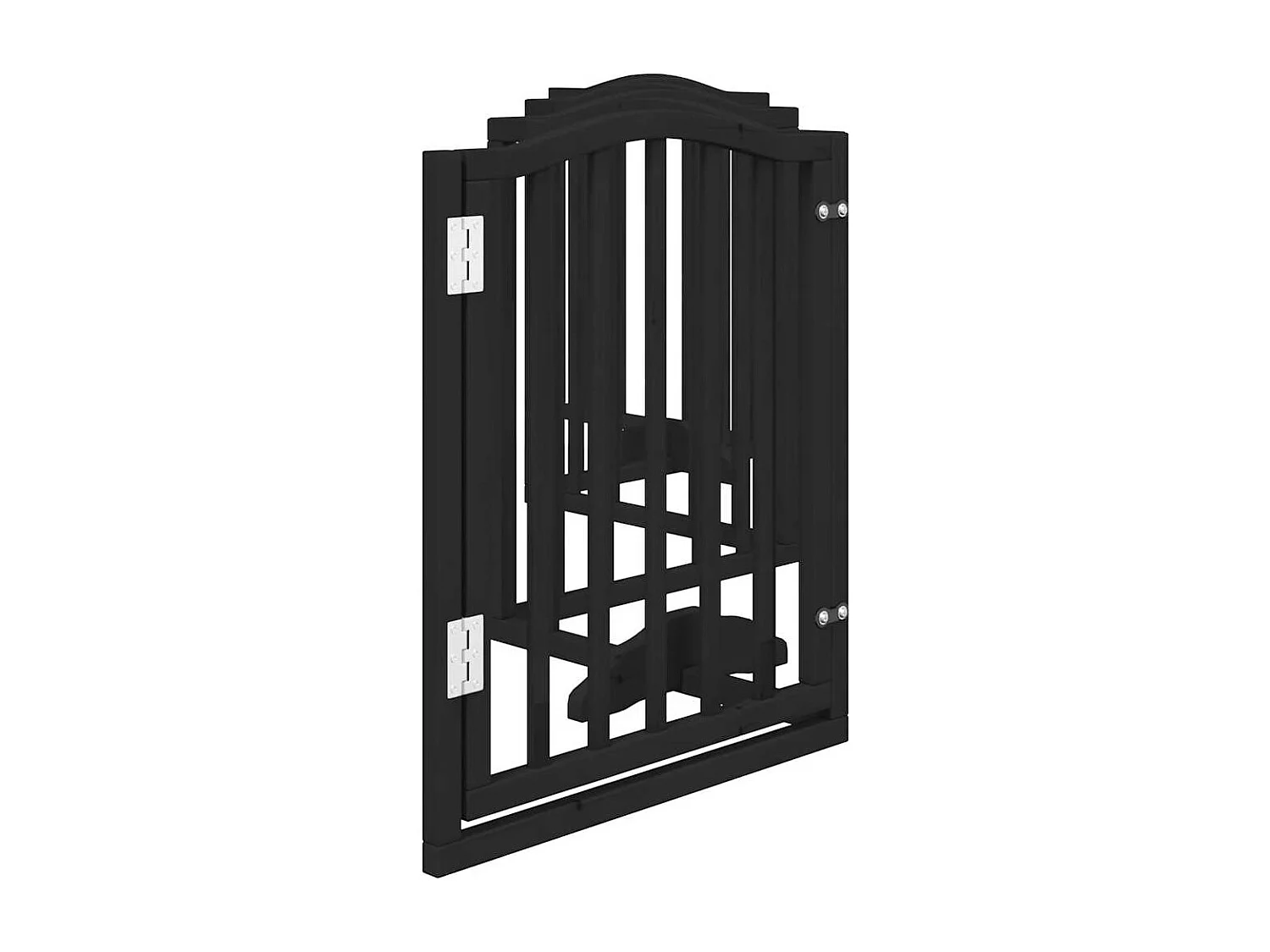 Barrière pour chiens et porte 6 panneaux noir bois de peuplier