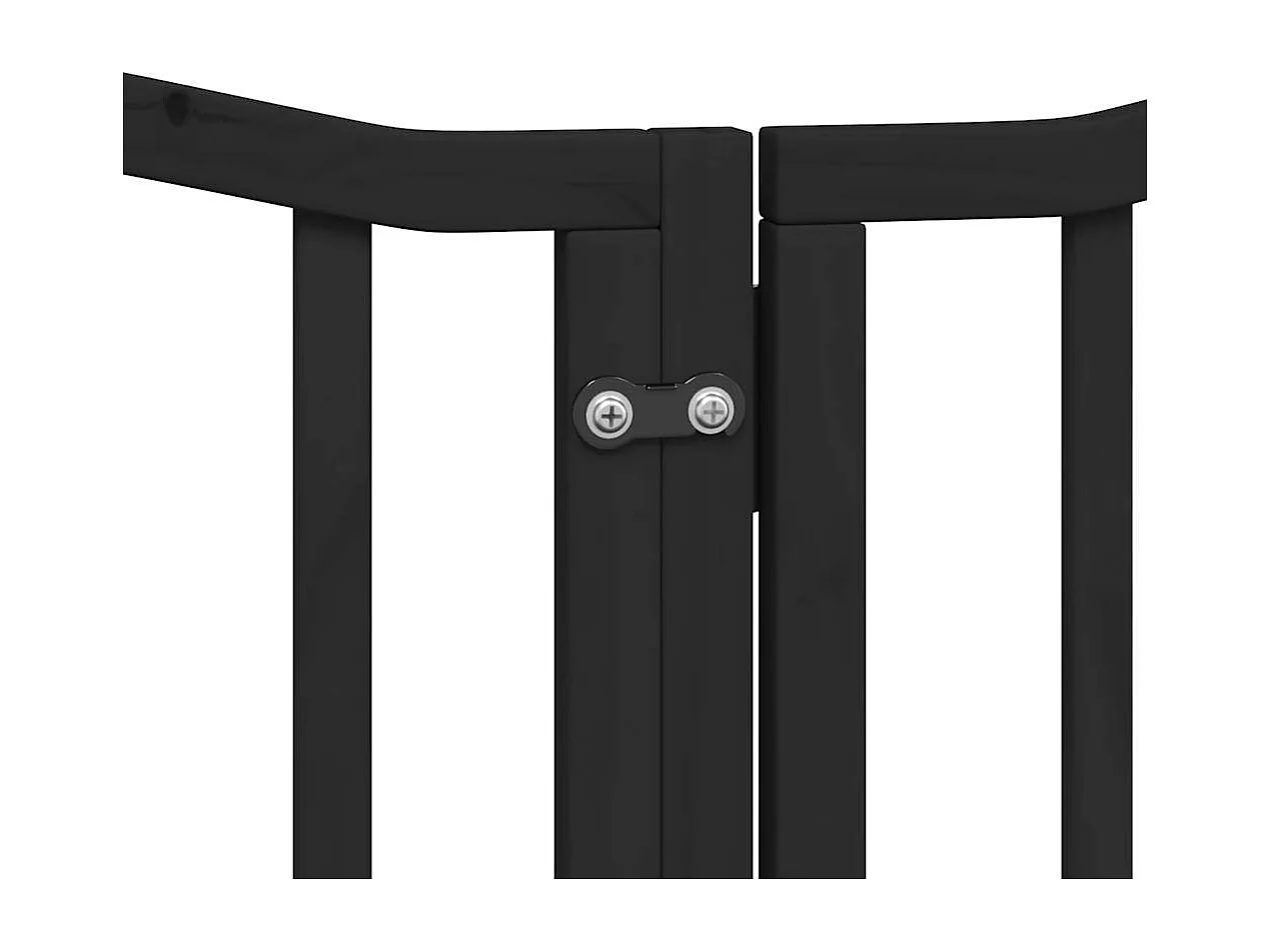 Barrière pour chiens et porte 6 panneaux noir bois de peuplier