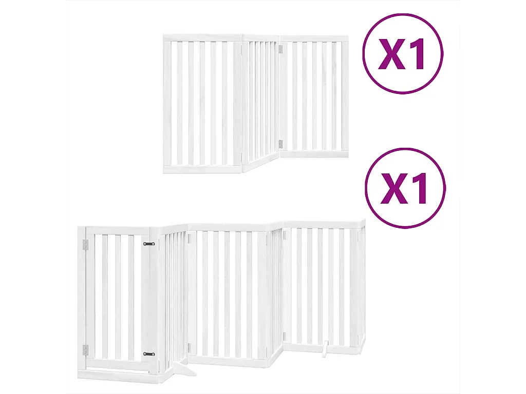 Barrière pour chien porte pliable 9 panneaux blanc bois peuplier