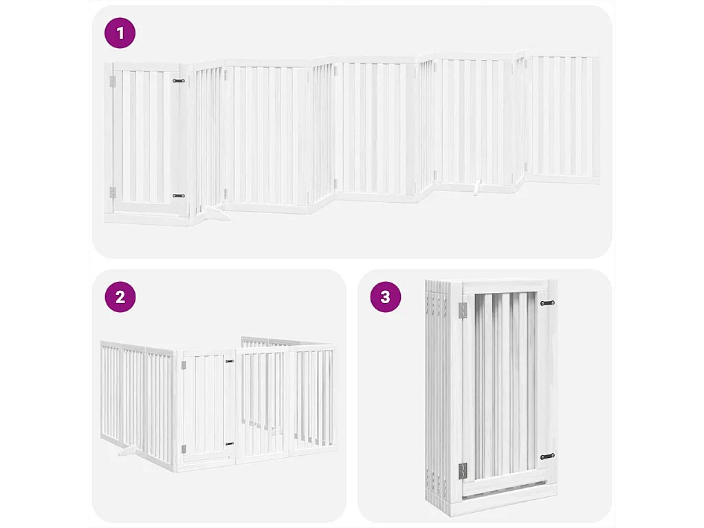 Barrière pour chien porte pliable 9 panneaux blanc bois peuplier