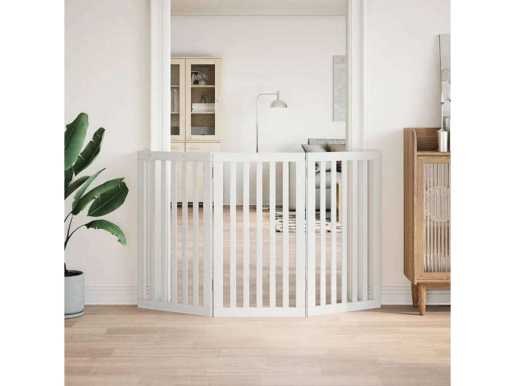 Portão para cães dobrável 3 painéis 150 cm álamo branco