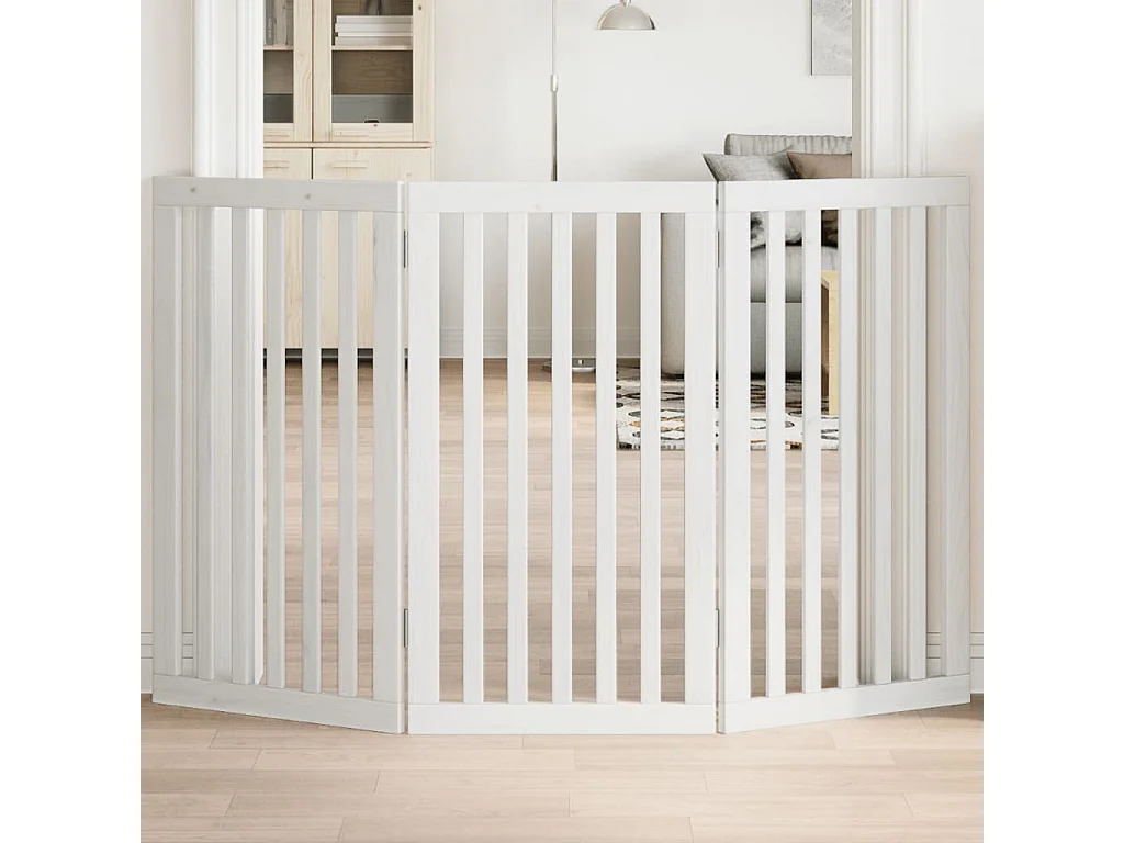 Barrière pour chien pliable 3 panneaux 150 cm bois de peuplier