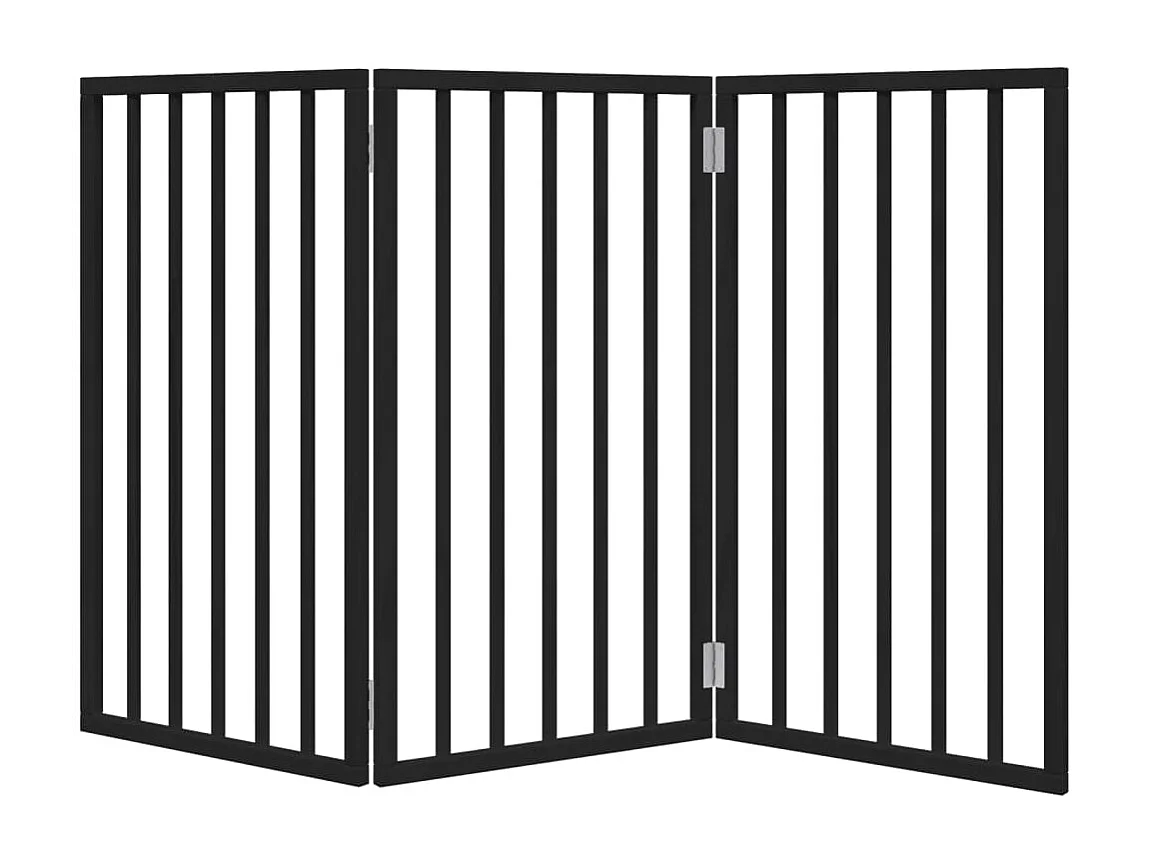 Barrière pour chien pliable 3 panneaux noir bois de peuplier