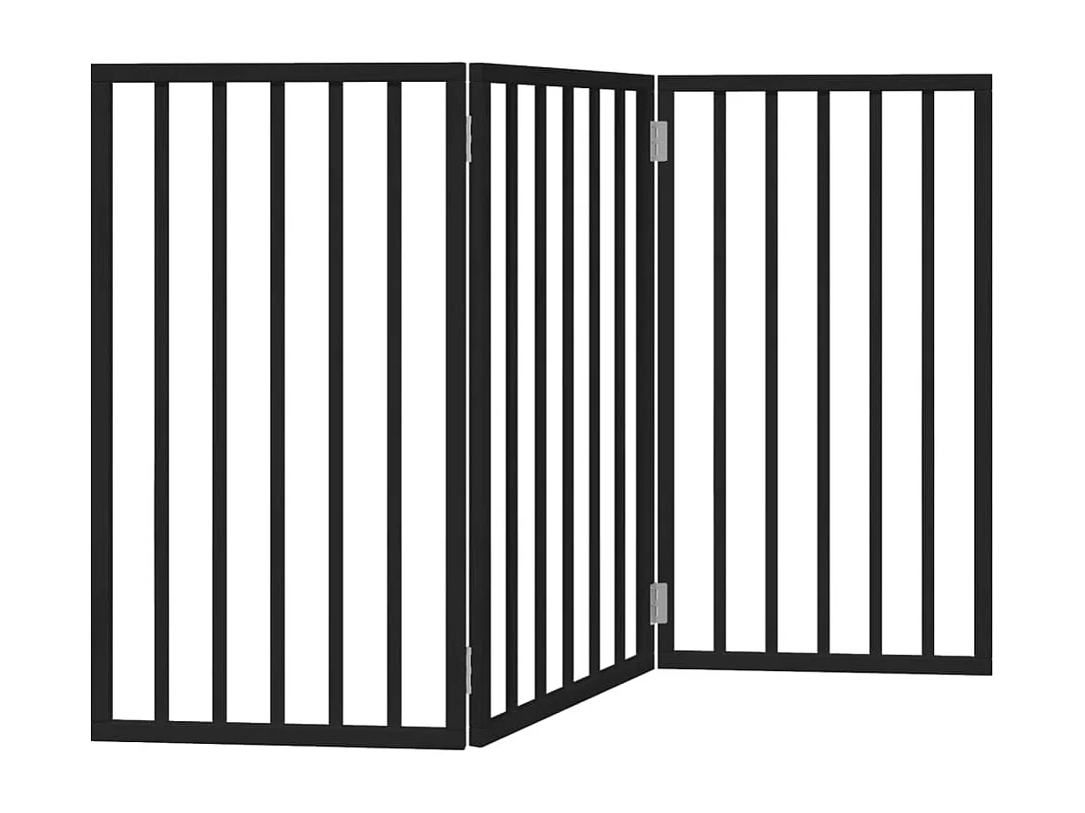 Puerta para perros plegable 3 paneles madera álamo negra 150 cm