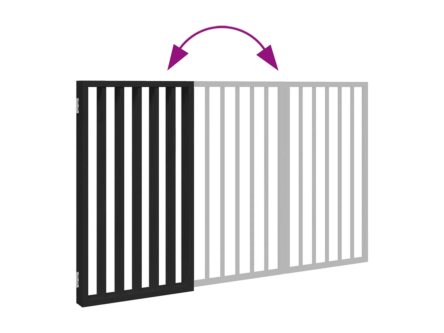 Puerta para perros plegable 3 paneles madera álamo negra 150 cm