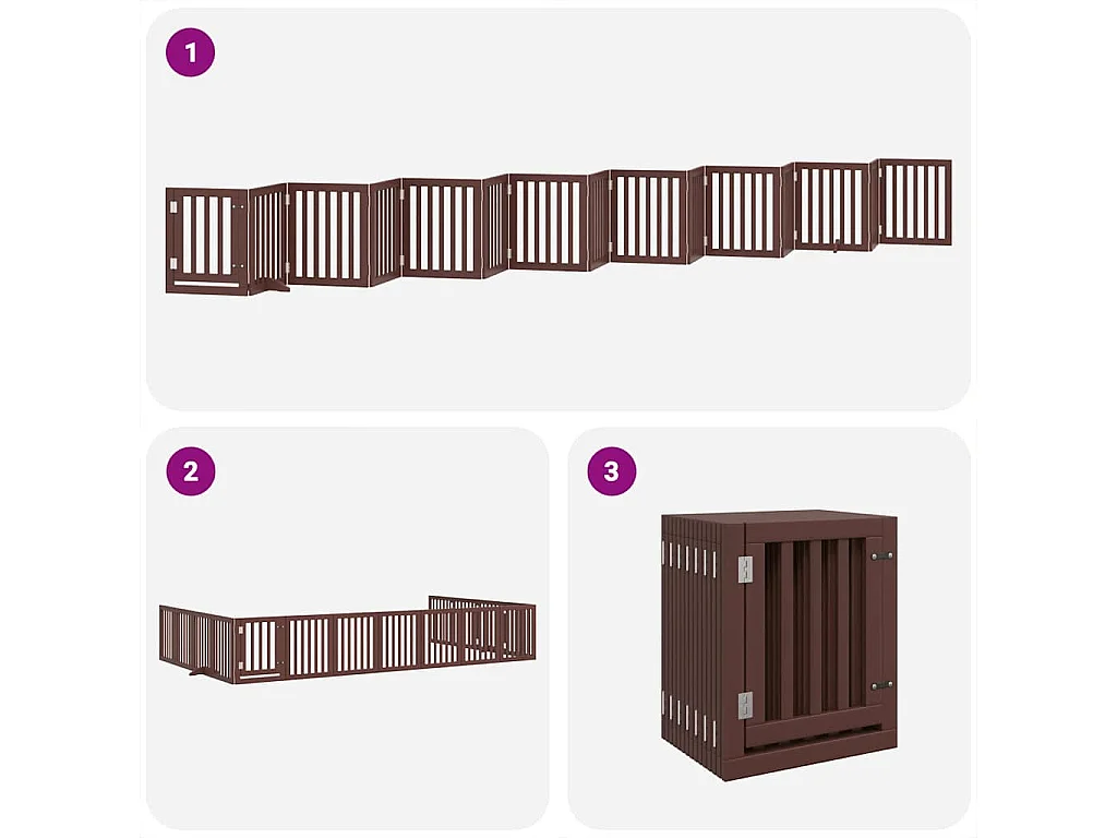 Portão cães com porta dobrável 15 painéis 750 cm álamo castanho