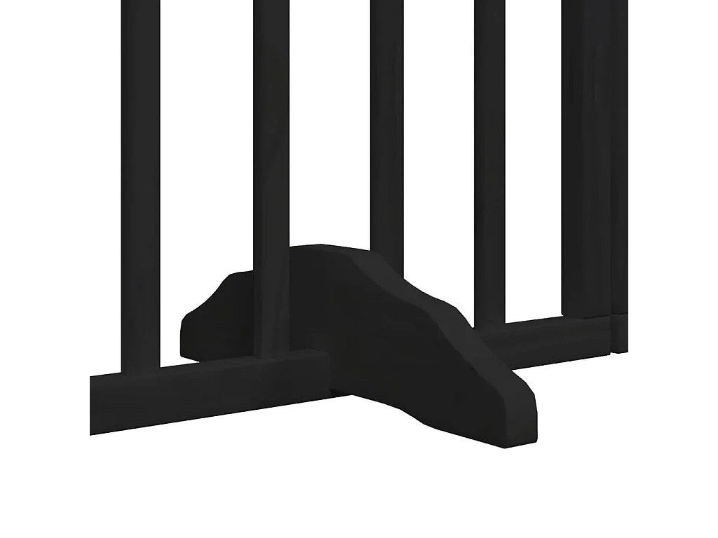 Barrière pour chiens et porte 6 panneaux noir bois de peuplier
