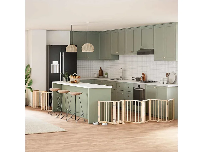 Puerta para perros plegable 12 paneles madera de álamo 600 cm