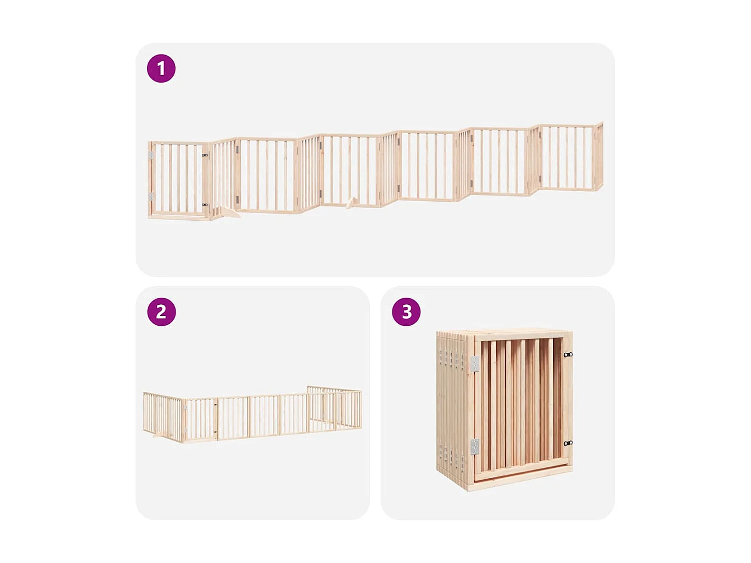 Puerta para perros plegable 12 paneles madera de álamo 600 cm